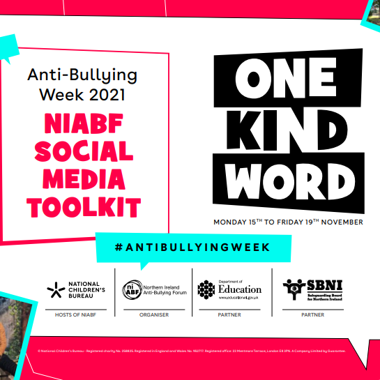 One Kind Word Anti Bullying week Social Media Toolkit Flyer. Image of Ant and Dec